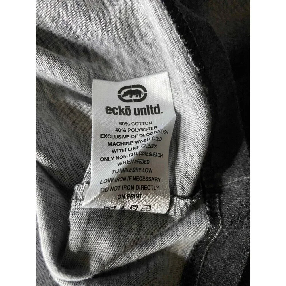 Ecko Unltd. Black White Tie Dye T-Shirt Mens XL Graphic Hip-Hop Tee Y2K - Picture 6 of 8
